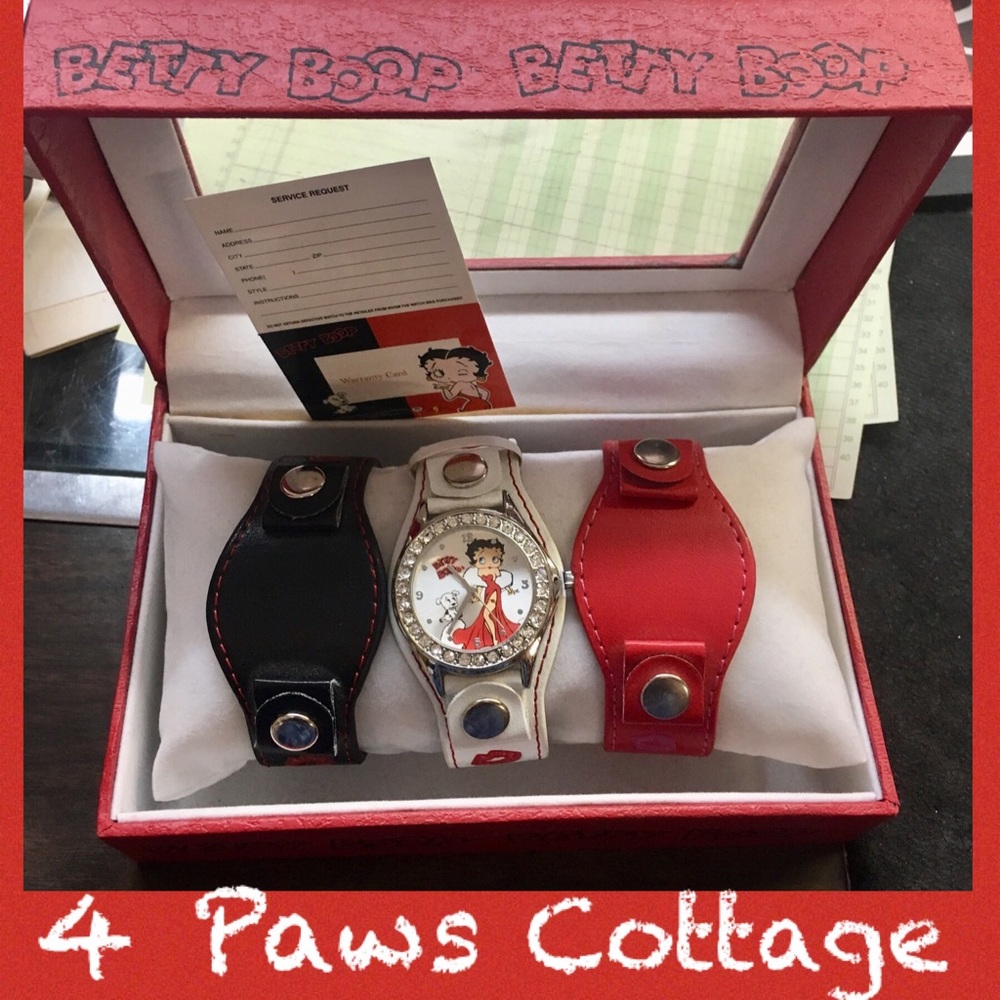 Betty Boop All Original Watch w/3 Leather Straps